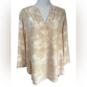 The Limited Women’s Hi Low Tan Linen Tunic blouse shirt size Large